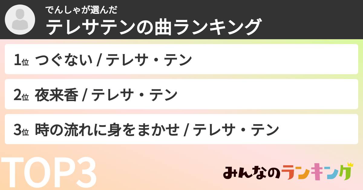 でんしゃさんの「テレサテンの曲ランキング」