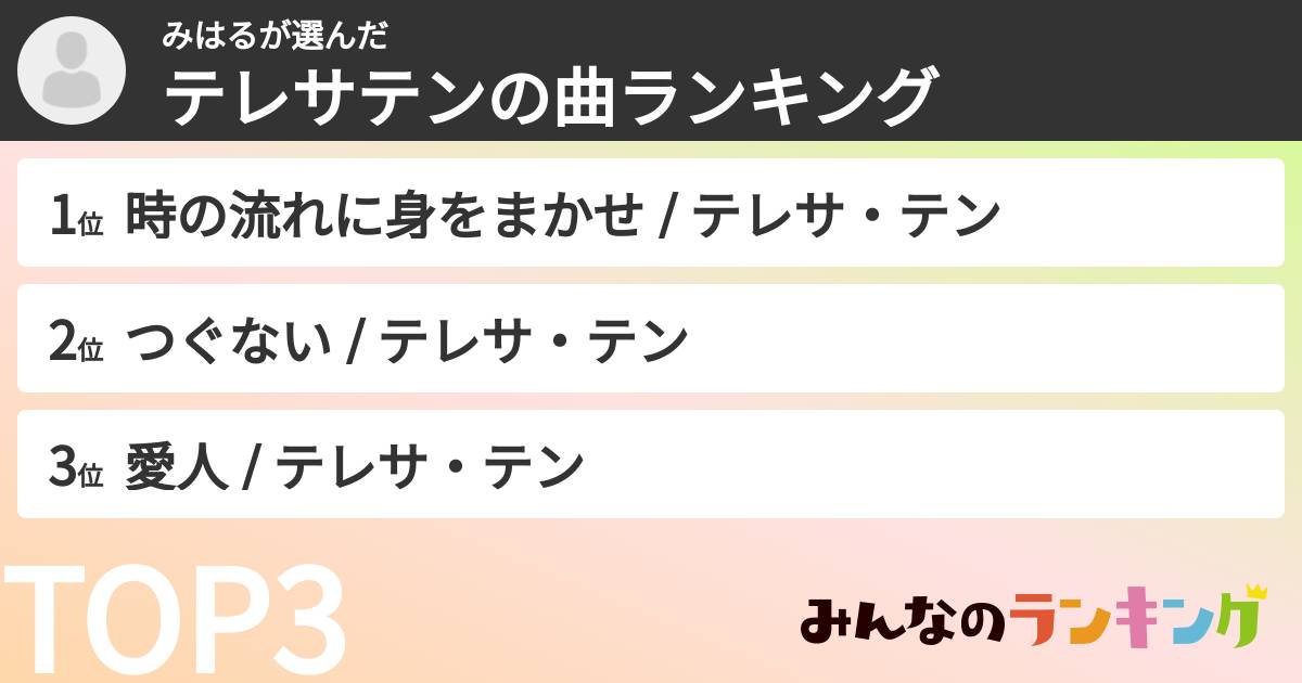 みはるさんの「テレサテンの曲ランキング」