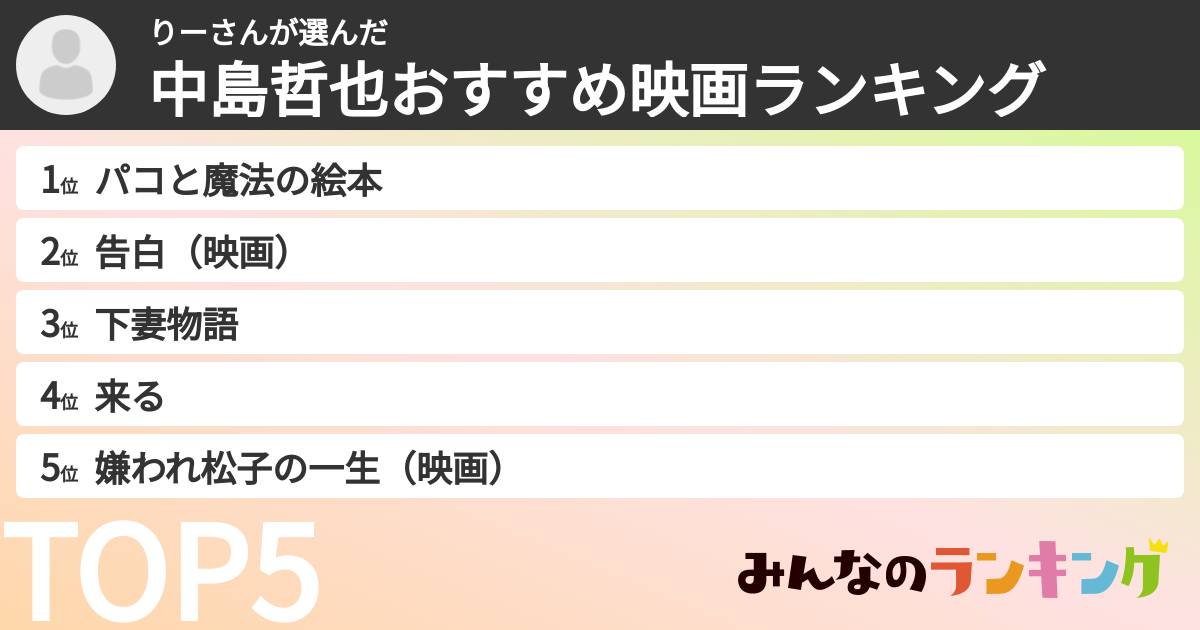 りーさんさんの「中島哲也おすすめ映画ランキング」