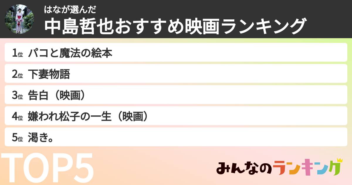 はなさんの「中島哲也おすすめ映画ランキング」