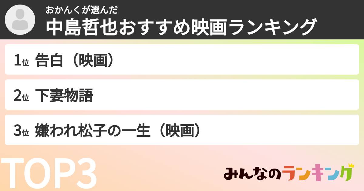 おかんくさんの「中島哲也おすすめ映画ランキング」
