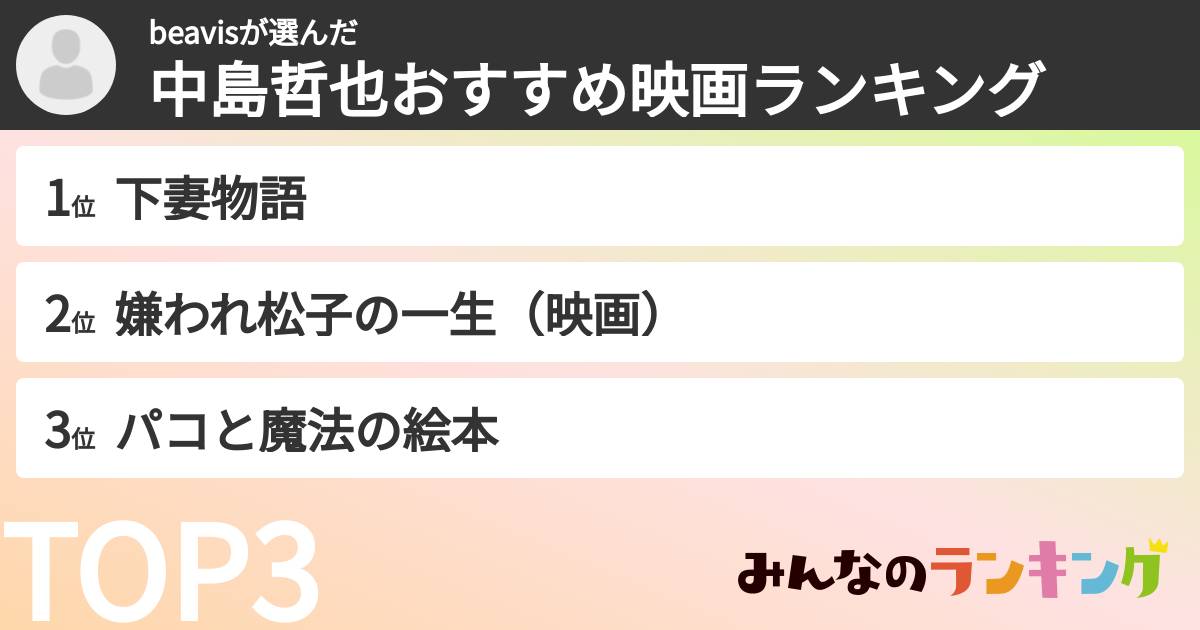 beavisさんの「中島哲也おすすめ映画ランキング」