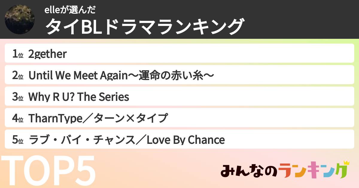 elleさんの「タイBLドラマランキング」