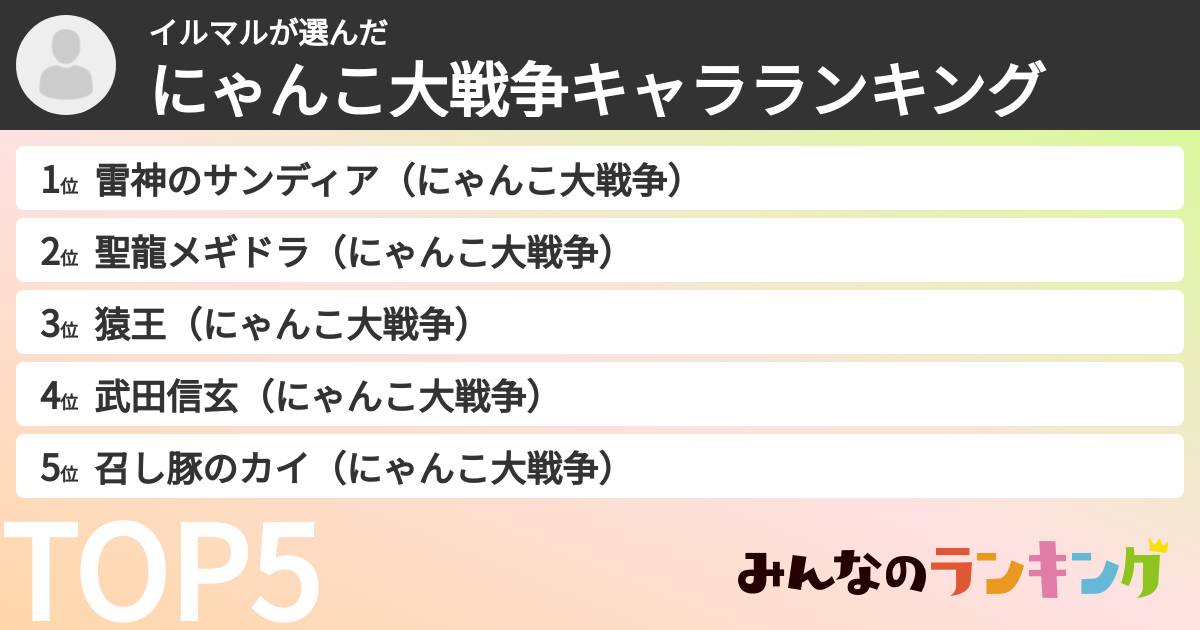 イルマルさんの「にゃんこ大戦争キャラランキング」