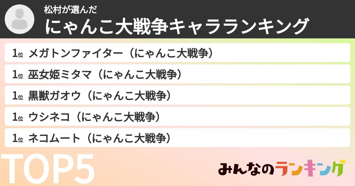 松村さんの「にゃんこ大戦争キャラランキング」