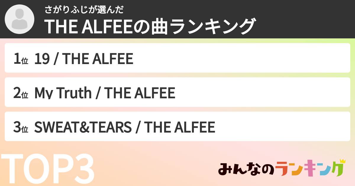 さがりふじさんの「THE ALFEEの曲ランキング」