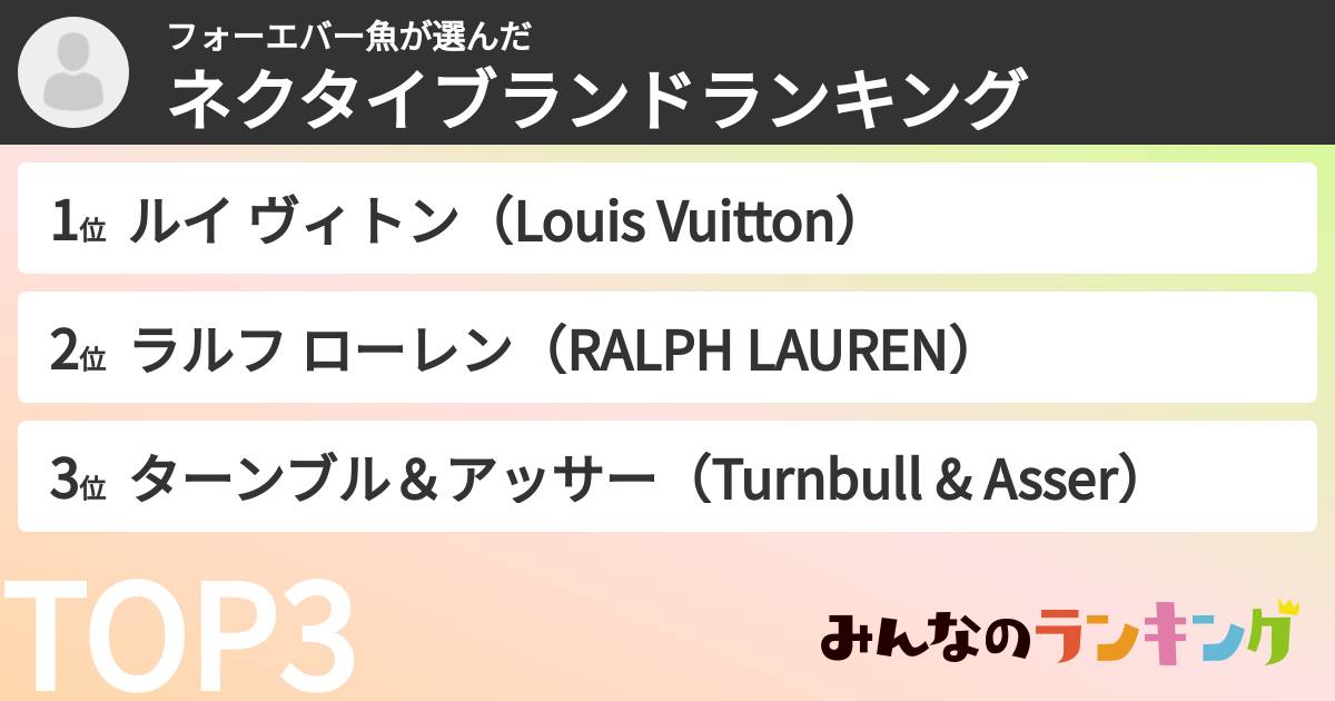 フォーエバー魚さんの「ネクタイブランドランキング」