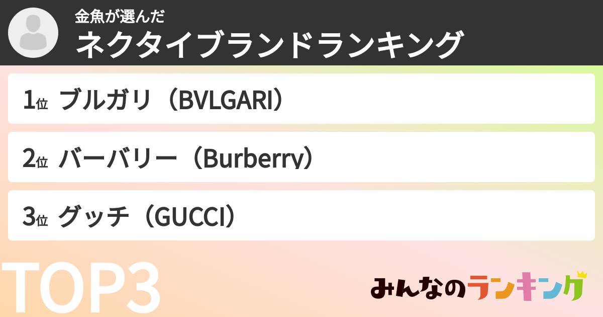 金魚さんの「ネクタイブランドランキング」