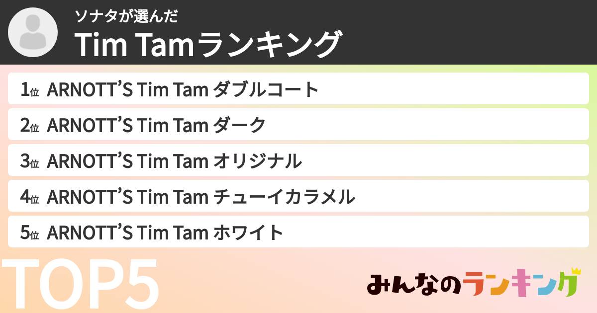 ソナタさんの「Tim Tamランキング」