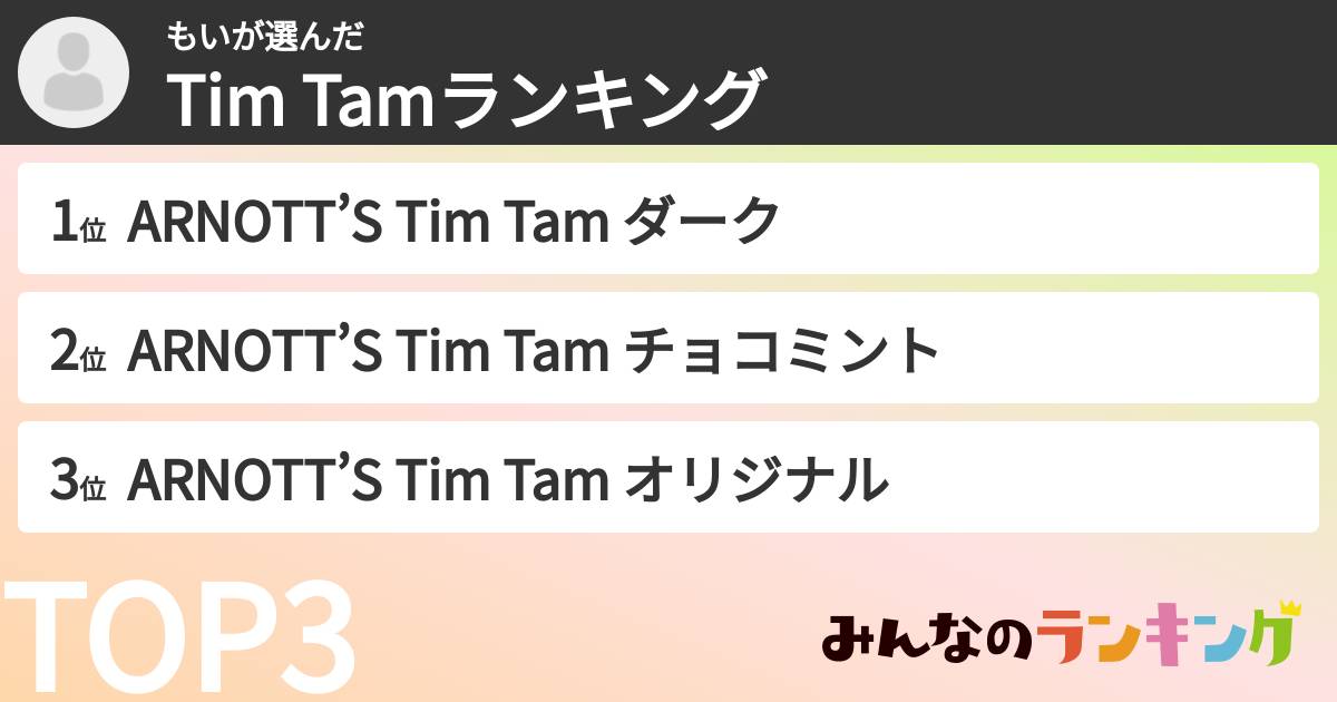 もいさんの「Tim Tamランキング」