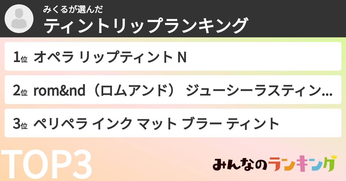 みくるさんの「ティントリップランキング」