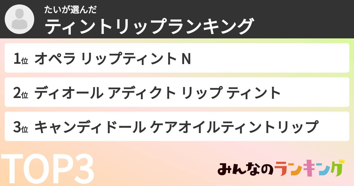 たいさんの「ティントリップランキング」