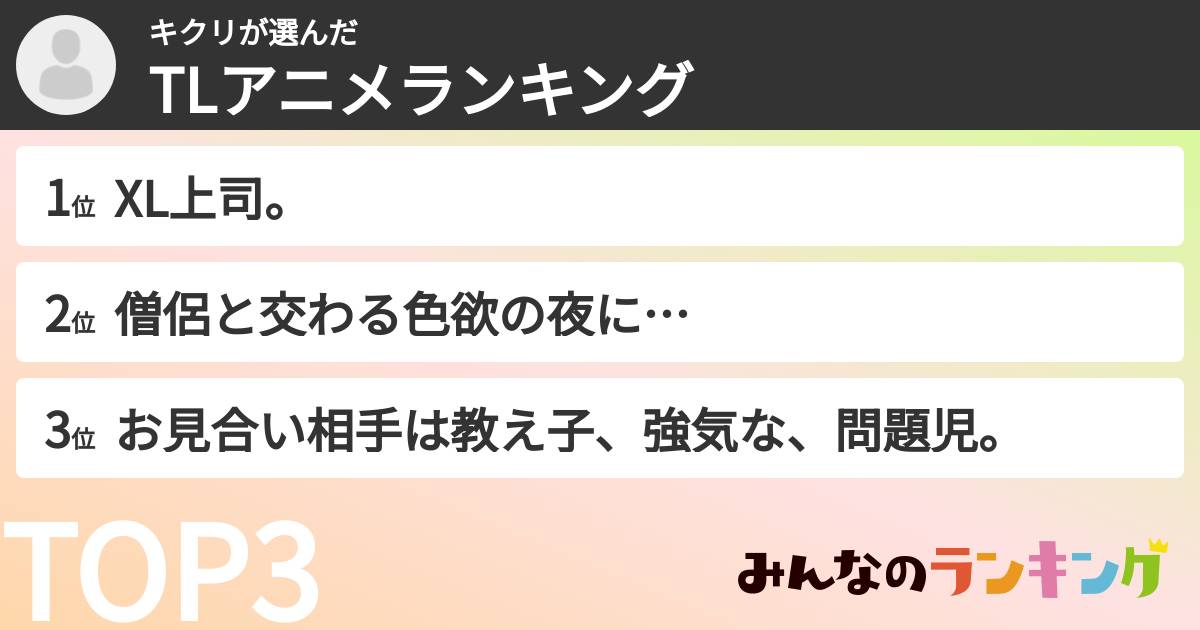 キクリさんの「TLアニメランキング」
