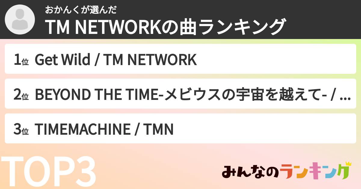 おかんくさんの「TM NETWORKの曲ランキング」