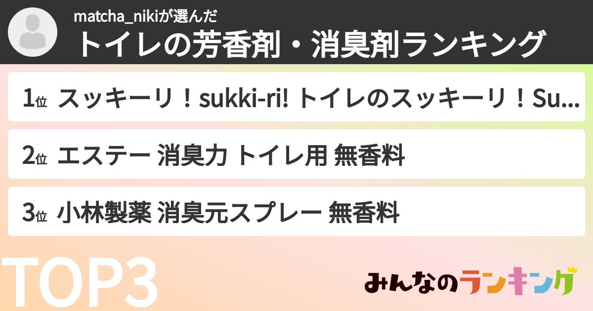 matcha_nikiさんの「トイレの芳香剤・消臭剤ランキング」