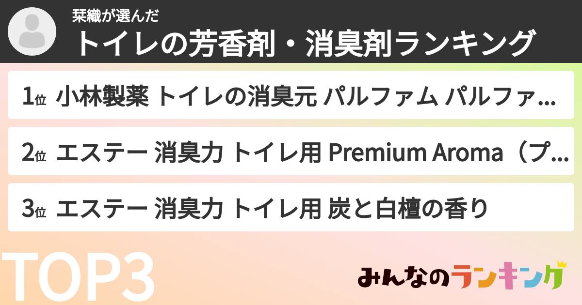 栞織さんの「トイレの芳香剤・消臭剤ランキング」