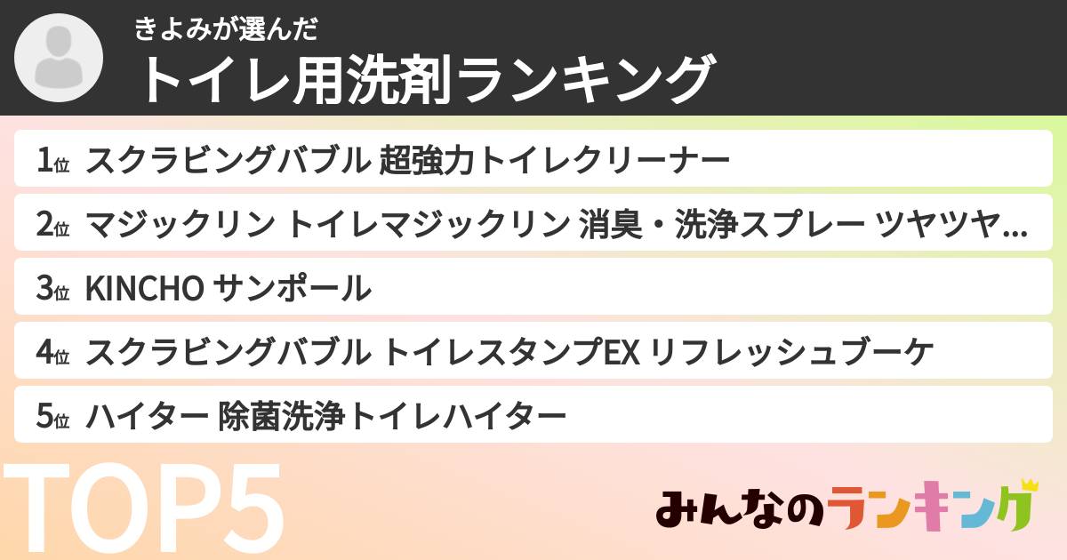 きよみさんの「トイレ用洗剤ランキング」
