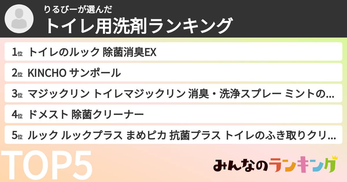 りるびーさんの「トイレ用洗剤ランキング」