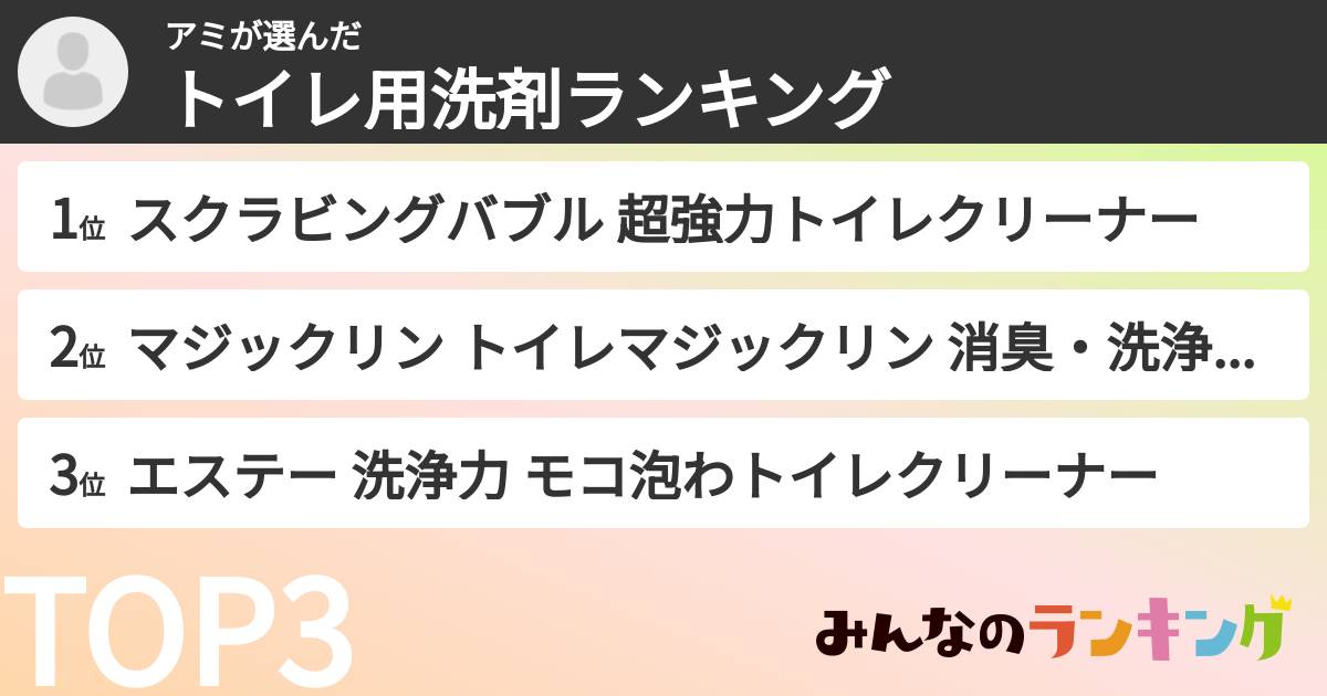 アミさんの「トイレ用洗剤ランキング」