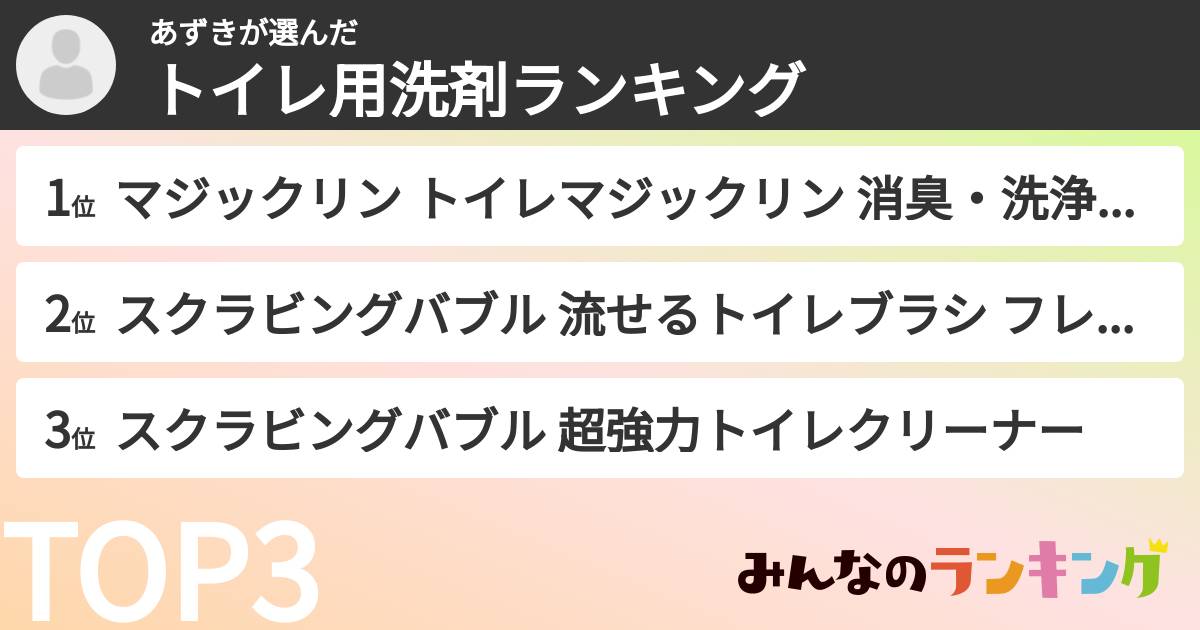 あずきさんの「トイレ用洗剤ランキング」