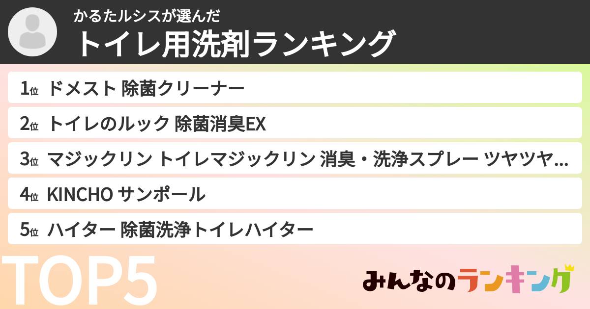 かるたルシスさんの「トイレ用洗剤ランキング」
