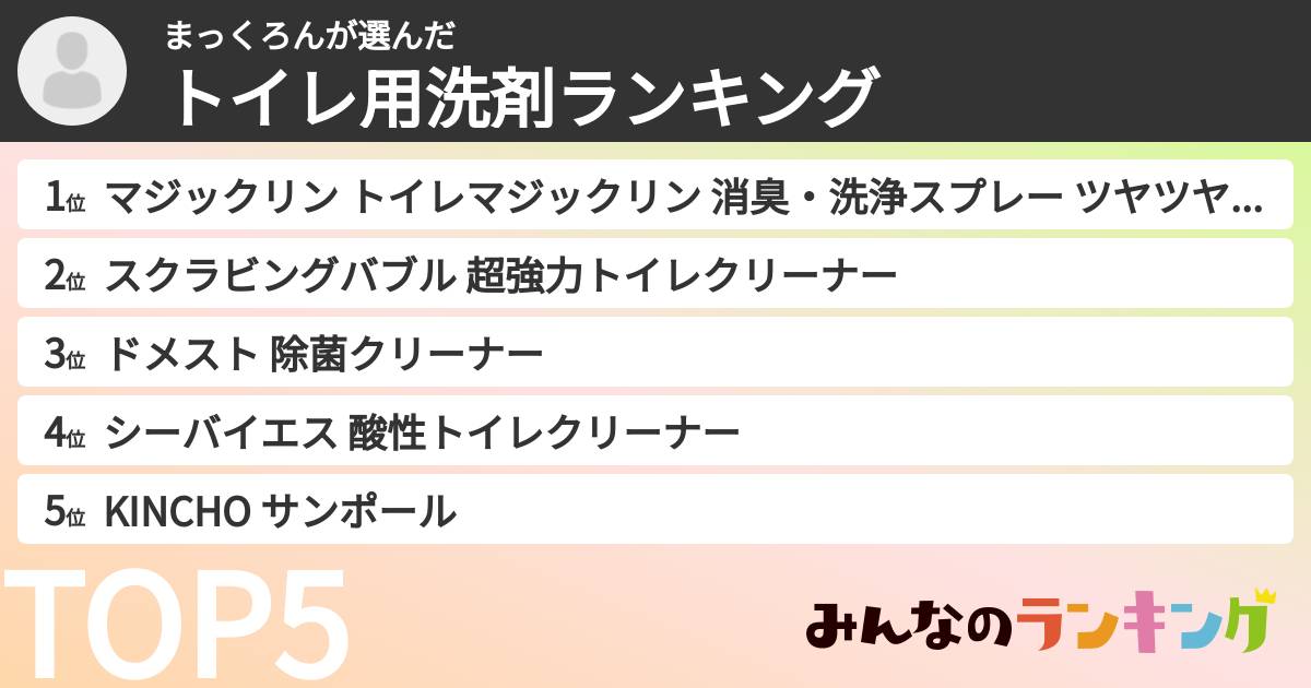 まっくろんさんの「トイレ用洗剤ランキング」