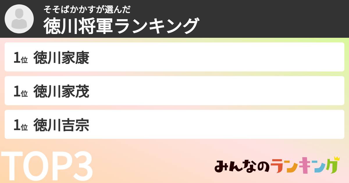 そそばかかすさんの「徳川将軍ランキング」