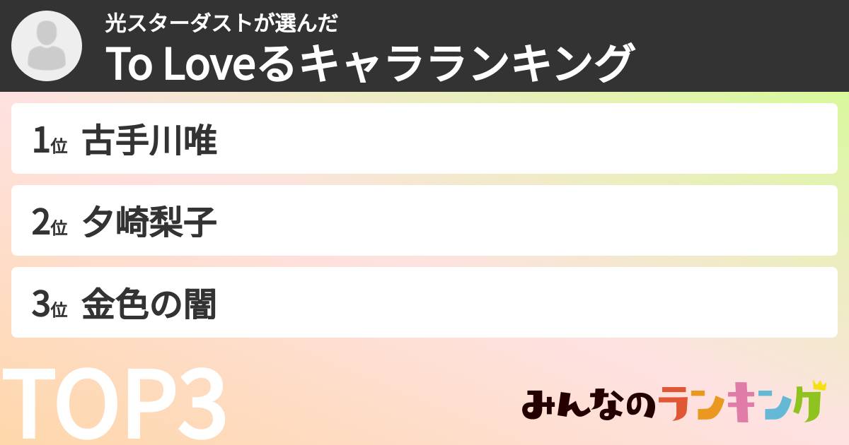 光スターダストさんの「To Loveるキャラランキング」