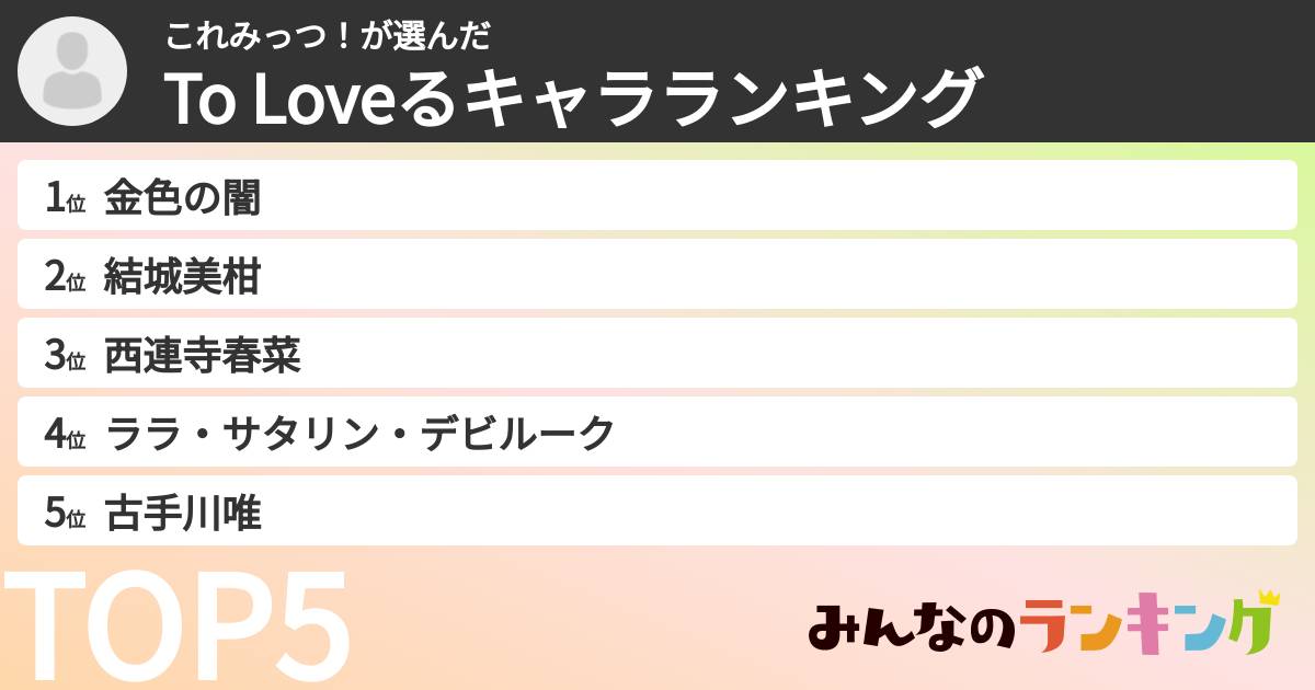 これみっつ!さんの「To Loveるキャラランキング」
