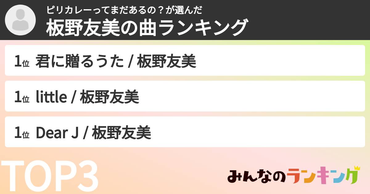 ピリカレーってまだあるの？さんの「板野友美の曲ランキング」