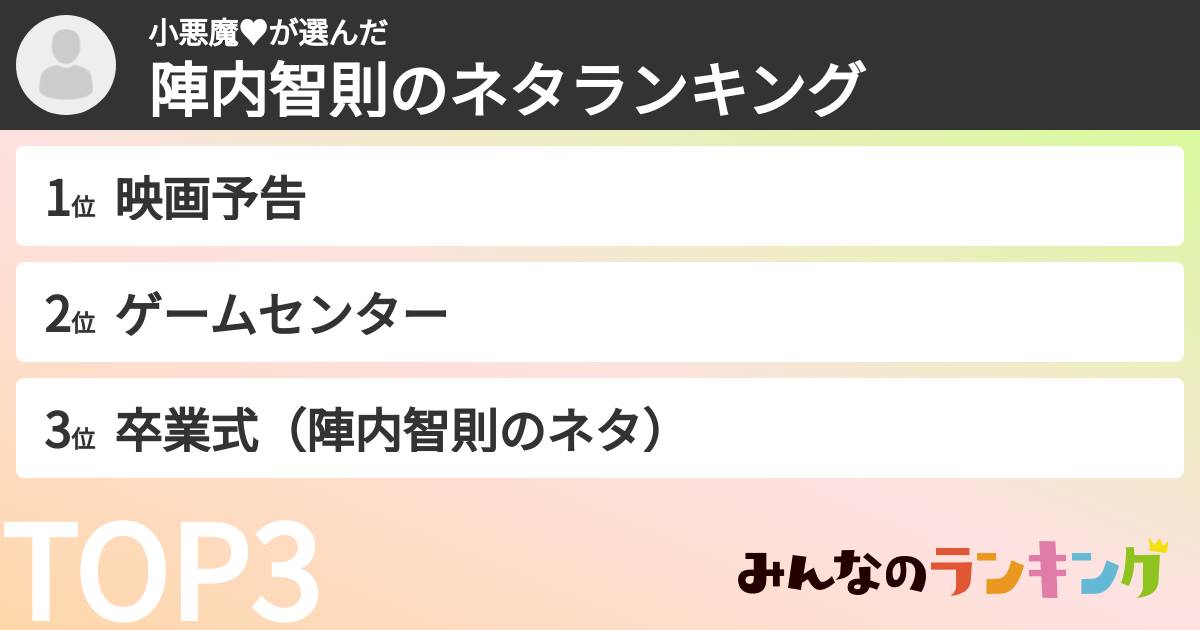 小悪魔♥さんの「陣内智則のネタランキング」