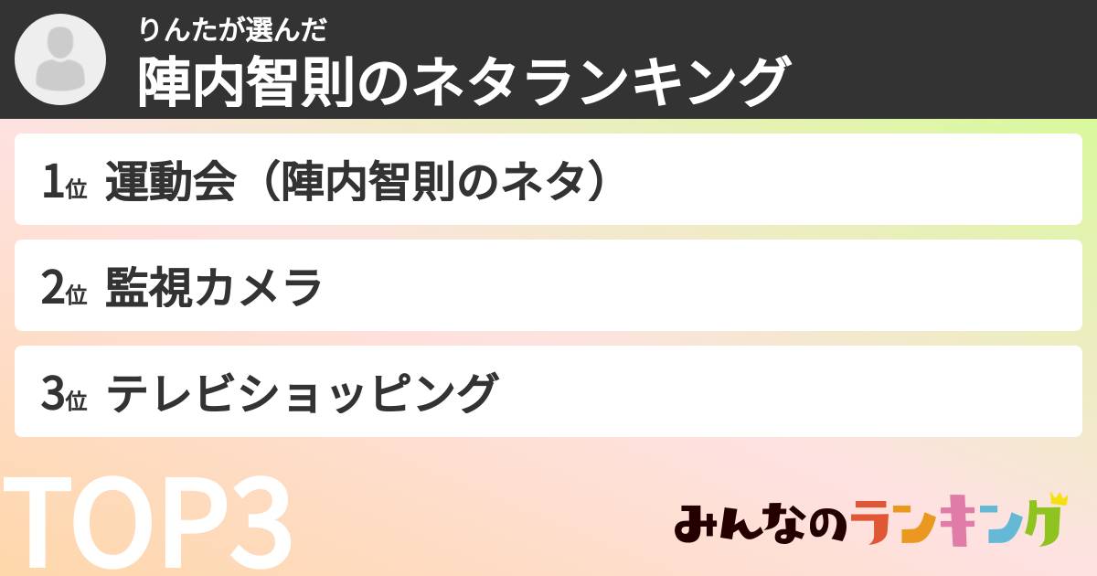りんたさんの「陣内智則のネタランキング」
