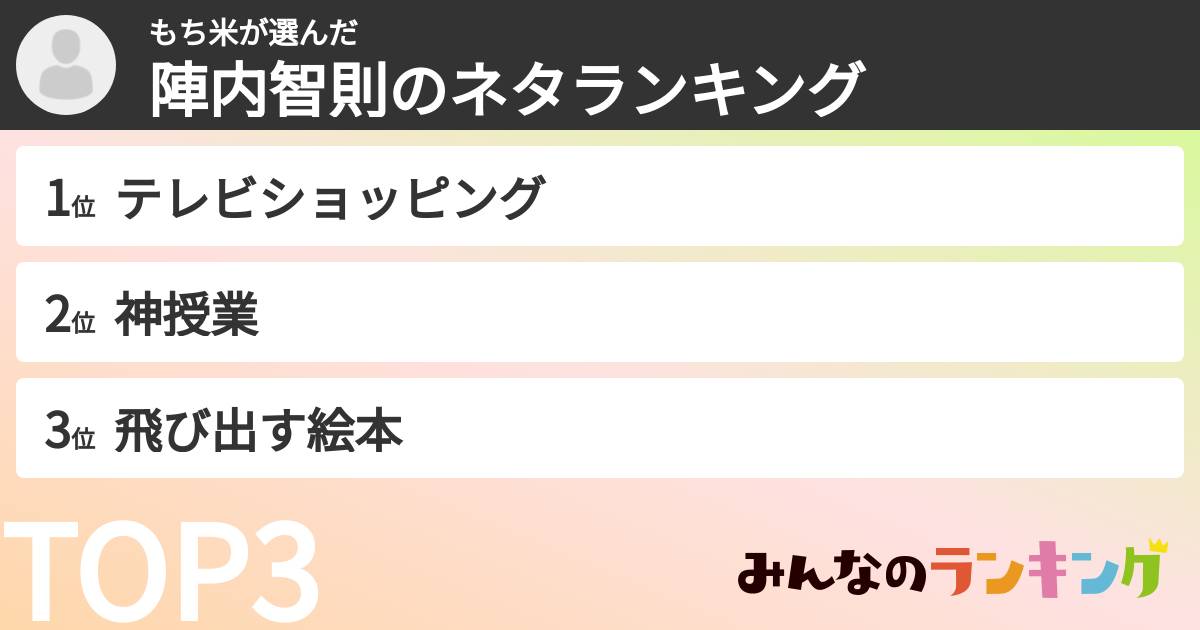 もち米さんの「陣内智則のネタランキング」