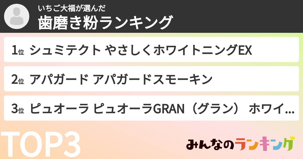いちご大福さんの「歯磨き粉ランキング」