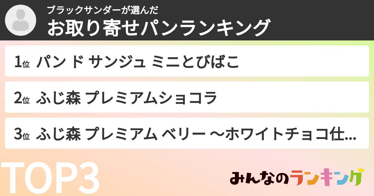 ブラックサンダーさんの「お取り寄せパンランキング」