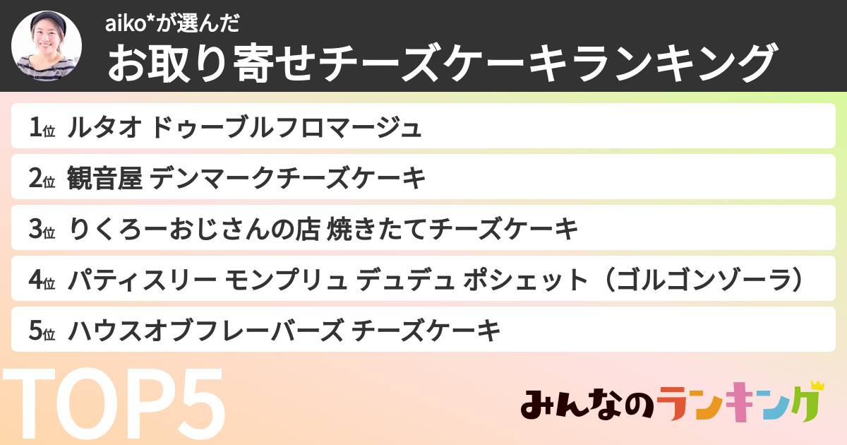 aiko*さんの「お取り寄せチーズケーキランキング」