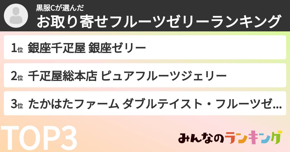黒服Cさんの「お取り寄せフルーツゼリーランキング」