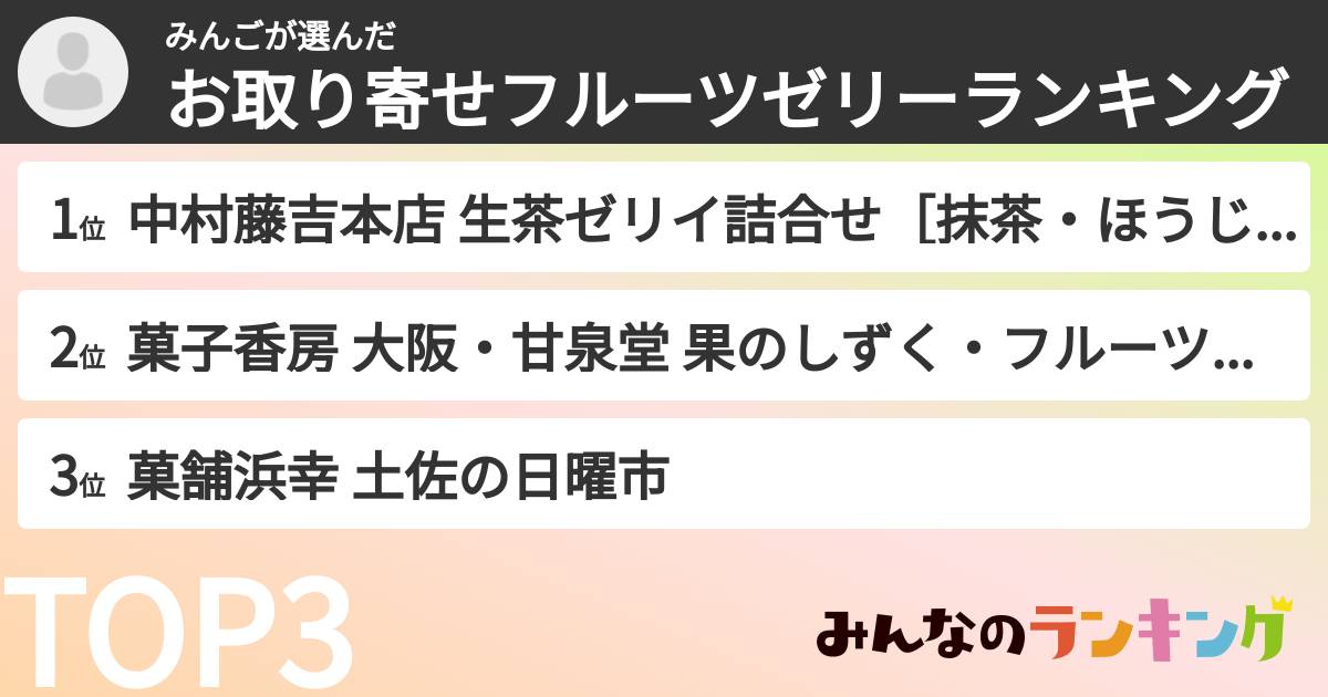 みんごさんの「お取り寄せフルーツゼリーランキング」