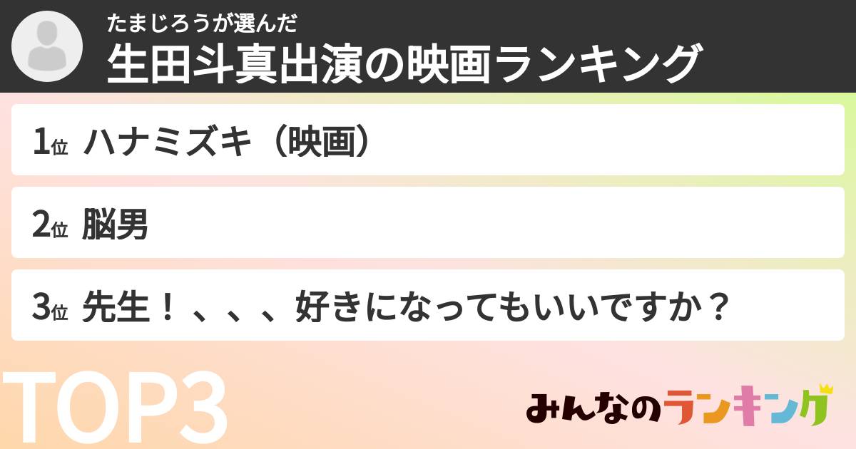 たまじろうさんの「生田斗真出演の映画ランキング」