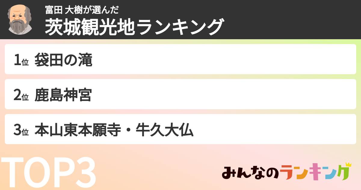 富田 大樹さんの「茨城観光地ランキング」