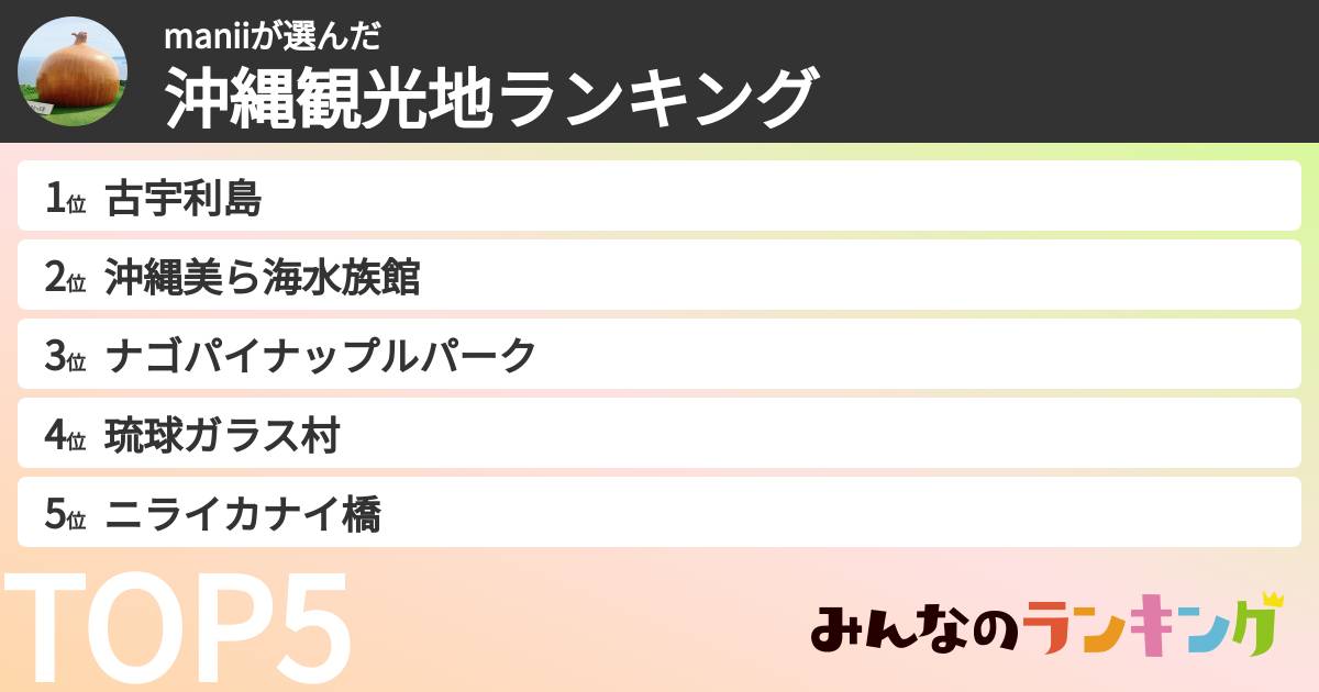 maniiさんの「沖縄観光地ランキング」