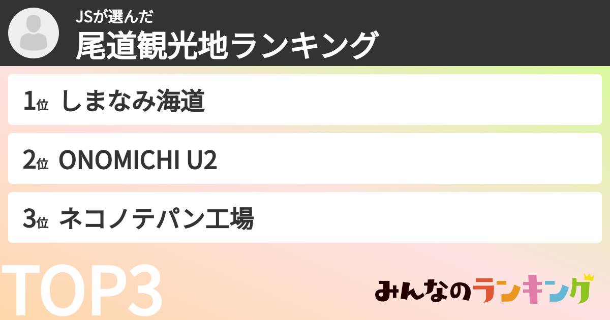 JSさんの「尾道観光地ランキング」