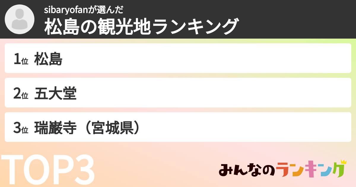 sibaryofanさんの「松島の観光地ランキング」