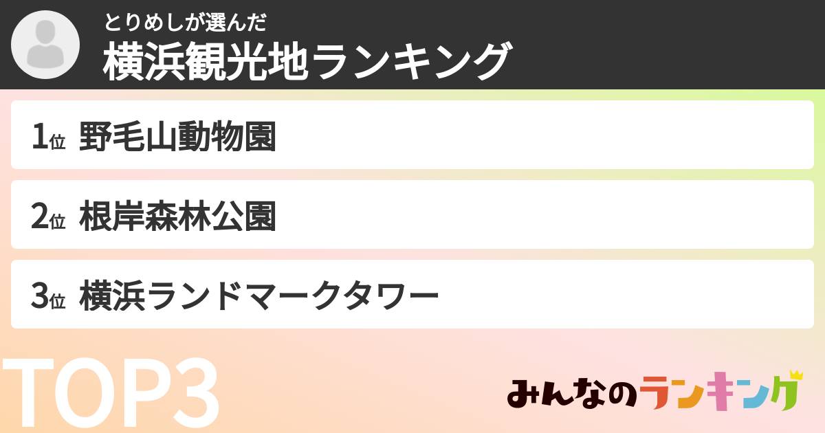 とりめしさんの「横浜観光地ランキング」