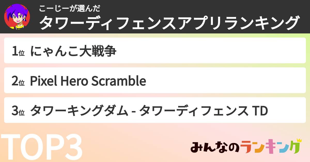 こーじーさんの「タワーディフェンスアプリランキング」