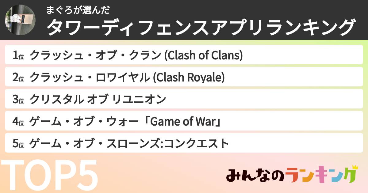 まぐろさんの「タワーディフェンスアプリランキング」
