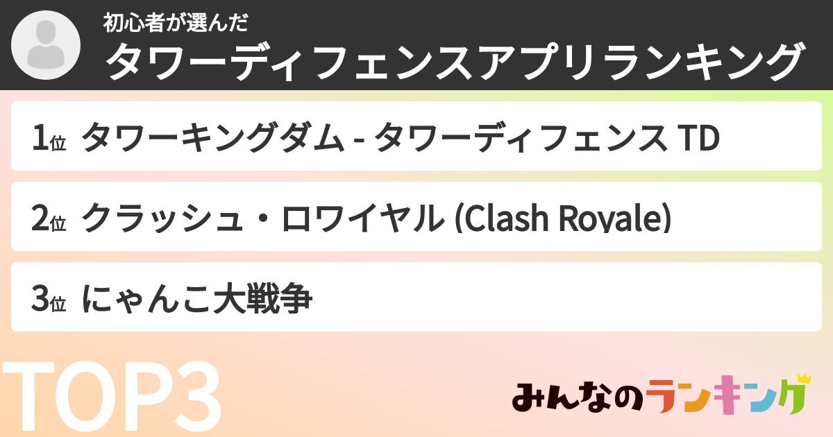 初心者さんの「タワーディフェンスアプリランキング」
