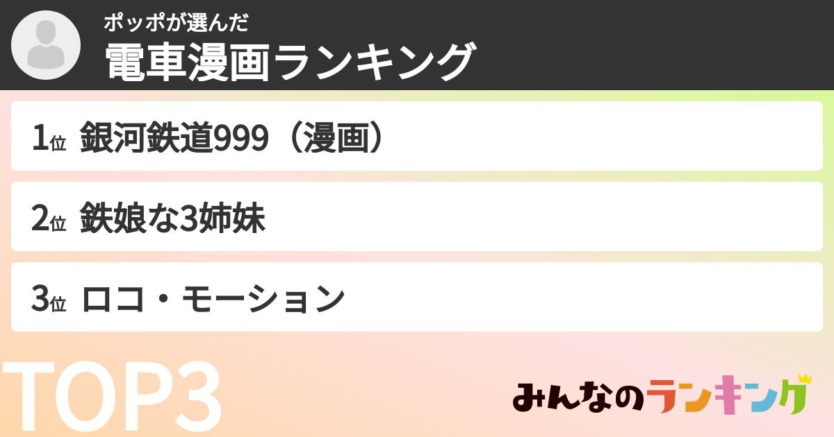 ポッポさんの「電車漫画ランキング」