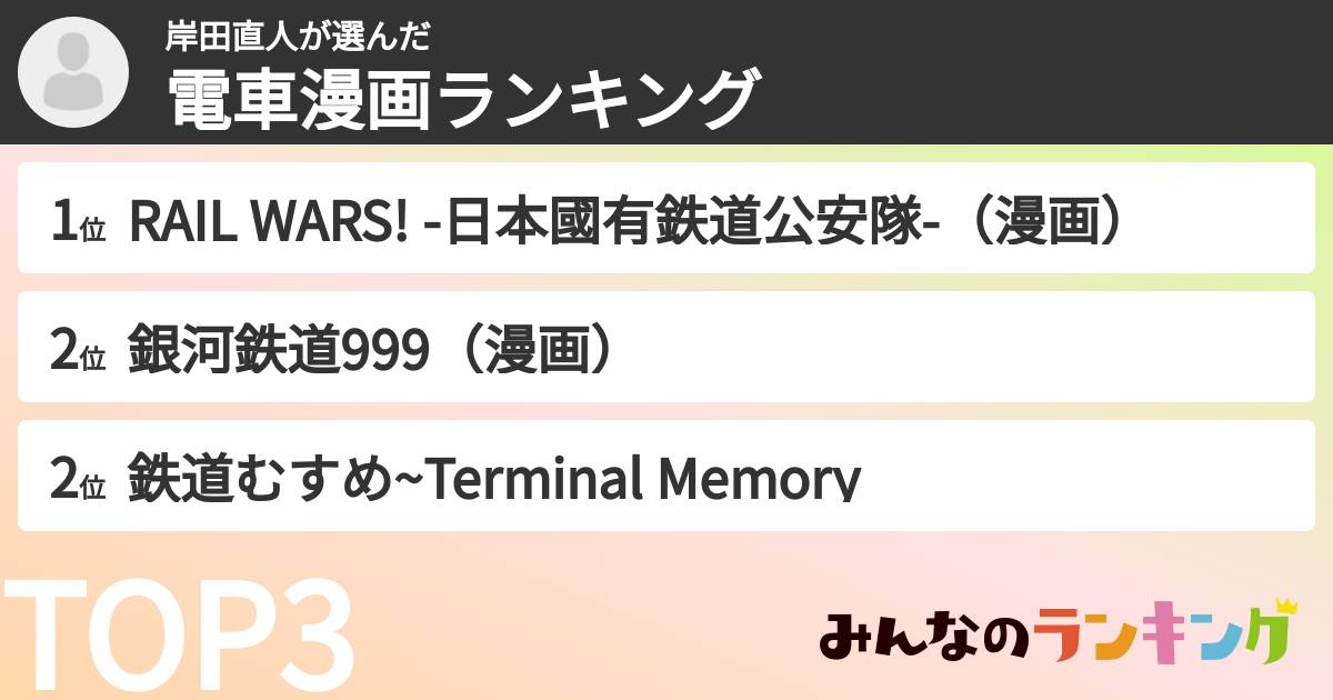 岸田直人さんの「電車漫画ランキング」