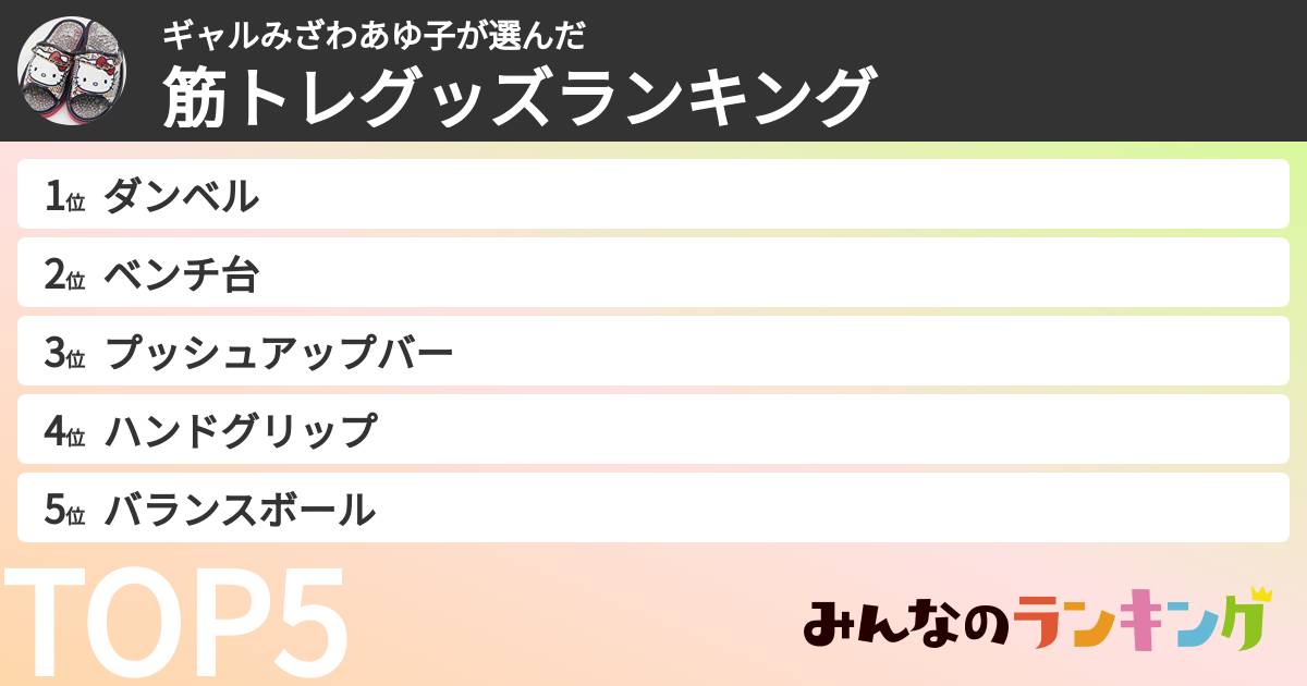 ギャルみざわあゆ子さんの「筋トレグッズランキング」